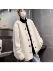 メンズ カーディガン ニット セーター オーバーサイズ ジップアップ ブラック ホワイト アウター カジュアル フォーマル ラグジュアリー ルーズフィット 秋冬 無地