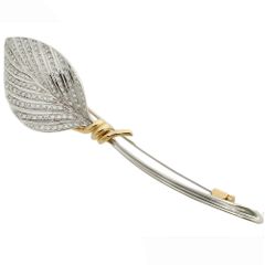 本物保証】 新品同様 リーフ ブローチ 約16.3g K18(750刻印) メレ  