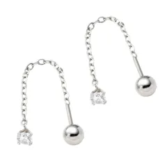 【シルバー×ピアス】[Cream dot. クリームドット公式] ピアス レディース  ステンレス製 金属アレルギー つけっぱなし サージカルステンレス アメリカン 両側 ネジロック式 ボールキャッチ 小粒 ビジュー 揺れる 