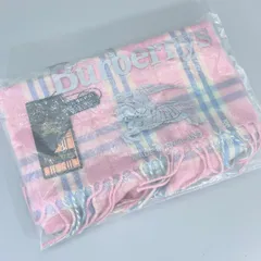 未使用 タグ付き Burberry London バーバリー ロンドン ラムウール100% ピンク系 マフラー ノバチェック メ-179
