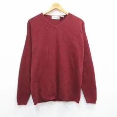 S/古着 長袖 セーター メンズ 00s コットン Vネック エンジ 25mar07 中古 ニット トップス
