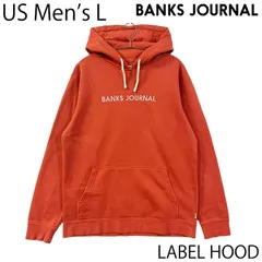 【USED／USメンズL】BANKS JOURNAL ラベル プルオーバーパーカー オレンジのサムネイル