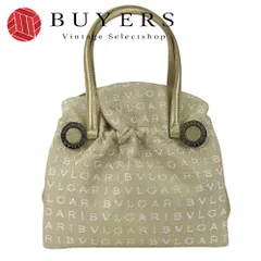 【中古】 ブルガリ ハンドバッグ ロゴマニア キャンバス レザー ゴールド ベージュ ホワイト ミニバッグ 普段使い カジュアル レディース 女性 BVLGARI