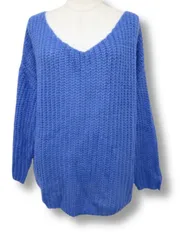 【送料無料】新品 ファボリ favori オシャレでかわいい ニットセーター ゆったり ワイドデザイン 青 ■管理番号L16104AWS18-17070914-51（2）8/11（990）