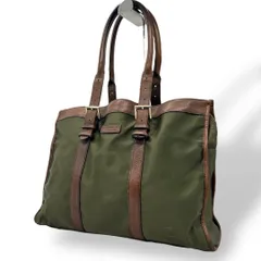 1160 バーバリーブラックレーベル ビジネスバッグ ナイロン レザー グリーン