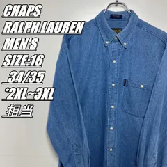 【US古着･90s】CHAPS RALPH LAUREN　チャップス ラルフローレン　デニムシャツ　メンズ　サイズ表記16 34/35　2XL~3XL相当　インディゴ