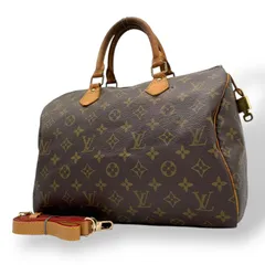 LOUIS VUITTON ルイヴィトン スピーディ30 モノグラム 2WAY ボストンバッグ ハンドバッグ ショルダーバッグ 斜め掛け可 PVC レザー 本革 茶 ブラウン M41526 ゴールド金具 パドロック レディース メンズ C