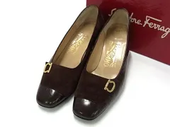 ■美品■ Salvatore Ferragamo フェラガモ ガンチーニ クロコダイル型押しレザー パンプス サイズ 5 靴 シューズ ブラウン系 DK0298