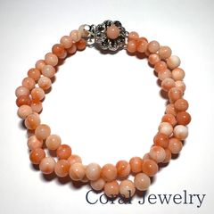 天然桃珊瑚ネックレス（3連ねじり・シルバーメッキ金具） 天然桃珊瑚ネックレス（3連ねじり・シルバーメッキ金具） - メルカリ