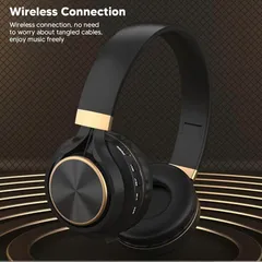 【在庫処分】ワイヤレスヘッドホン ブラック Bluetooth 黒 ゴールド 高音質 ヘッドフォン オーバーイヤー ヘッドホン HiFi ステレオ 重低音 遅延なし 密閉型 軽量 折り畳み可能