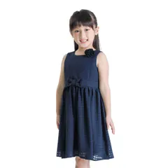 (コムサ イズム) COMME CA ISM コサージュ付き シアーチェック ワンピース(110-130cm) 98-09OP05-200 110cm ネイビー