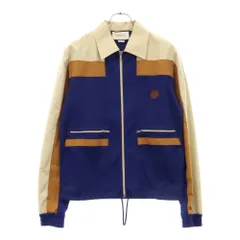GUCCI (グッチ) Technical Jersey Zip-Up Jacket テクニカルジャージージップアップジャケット レザーロゴパッチトラックジャケット 625335 XJCNS ネイビー/ベージュのサムネイル