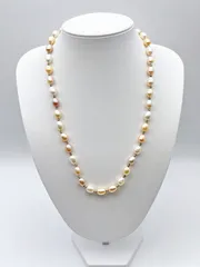 パールネックレス　silver/シルバー刻印　ロングネックレス　真珠　淡水パール　３色　ドロップパール　7.5×10ｍｍ　レディースアクセサリー　冠婚葬祭　パーティー　フォーマル　SH310