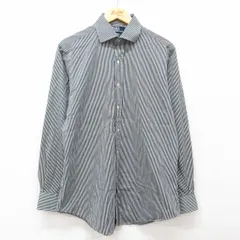 L/古着 ラルフローレン 長袖 ブランド シャツ メンズ 90s REGENT ロング丈 コットン 黒他 ブラック ストライプ 25mar24 中古 トップス