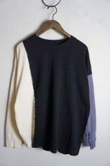 正規 Wizzard ウィザード 長袖 Tシャツ ロンT カットソー クルーネック バイカラー 2 黒 紫 アイボリー 日本製 本物 804P★2