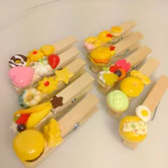 ミニチュアフード付き 木製クリップ１０個　デコレーションや文房具に最適。