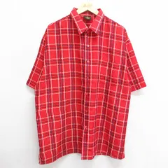 XL/古着 半袖 シャツ メンズ 00s ロング丈 大きいサイズ 赤他 レッド チェック 24jun12 中古 トップス