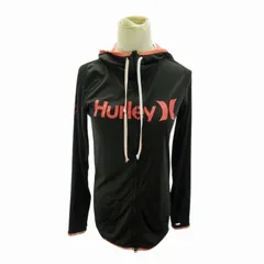 ハーレー Hurley 美品 ジップアップ パーカー フーディ ロゴ プリント 長袖 M 黒 ブラック ピンク 0731 ■MET1のサムネイル