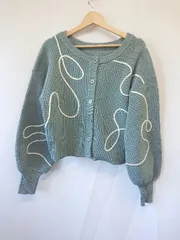 ◇ ⊇ LOWRYS FARM ローリーズファーム 2WAY 長袖 カーディガン サイズF ブルーグレー系 レディース E  【1508060001238】