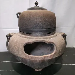 茶道具　鋳師　吉田和正造　唐銅　朝鮮風炉　鉄釜添　共箱　M　6072C 楽天市場】唐銅鬼面風炉の通販
