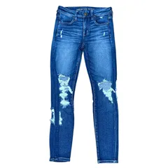 AMERICAN EAGLE JEGGING クラッシュ スキニーデニム ジェギング ブルー サイズ4S レディースS アメリカンイーグル