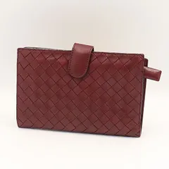 良品 ボッテガヴェネタ 折り財布 カード収納あり ブラック×ワインレッド メンズ折り財布 YUM  2000000 NSK