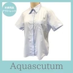 Aquascutum アクアスキュータム ブラウス シャツ 半袖 比翼ボタン L