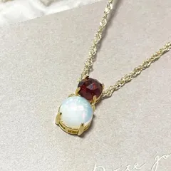 2連　宝石質　エチオピア産　オパールAA++  宝石質モザンビークガーネットAAA  ネックレス　天然石　大人可愛い
