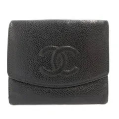 シャネル CHANEL 二つ折り財布 コンパクトウォレット ココマーク Wホック キャビアスキン レザー 黒 ブラック /GV
