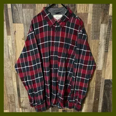 ボタンダウン チェック レッド 2XL 長袖 シャツ ネルシャツ メンズ  古着
