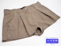 PINKO ピンコ レディース チェック ショートパンツ 42 ポリエステル ウール グレーｘブラウン 中古B+  【送料無料】  ◆管理番号：A-6763