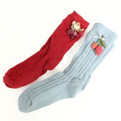 ピンクハウス★苺モチーフ飾りが可愛い靴下　2足セット　赤＆水色系　＊ｋ3903