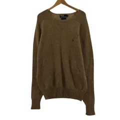 POLO RALPH LAUREN ポロ・ラルフローレン ワンポイントロゴ刺繡 クルーネックニット sizeL/ライトブラウン