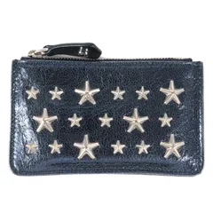 JIMMY CHOO ジミーチュウ スタースタッズ グリッターメタリック レザー コインケース NANCY 財布 小銭入れ メタリックネイビー シルバー イタリア製 ブランドのサムネイル