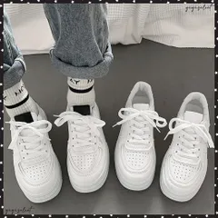 韓国風厚底スニーカーレディース白シューズ 美脚脚長 ベーシック レースアップスニーカー 歩きやすい カジュアル靴痛くない ボリュームソール 通気性 履きやすいくつ 疲れないスニーカー 運動靴通勤靴通学靴 スニーカー白 四季
