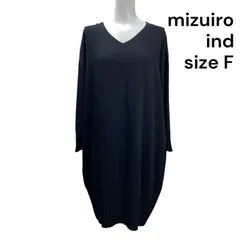◇ミズイロ インド mizuiro ind ワンピース ロング 長袖 ブラック 裾プリーツ サイズF レディース S5T484