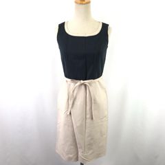 良品★Harrods【ハロッズ】 ワンピース【size:1/S/膝丈/黒×ベージュ】 レディース/ノースリーブ/dress◆BJ006-a