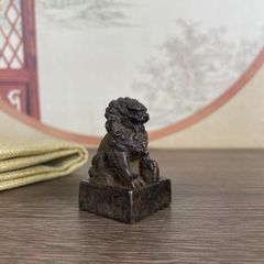 明時代 紫雲凍寿山石印 神獸鈕 印文【心同止水】篆刻印鑑 収蔵印(F-233