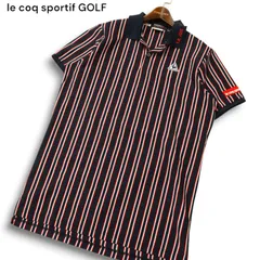 le coq sportif GOLF ルコック スポルティフ ゴルフ ロゴ★ 半袖 ストライプ ポロシャツ Sz.LL メンズ ネイビー 大きい
