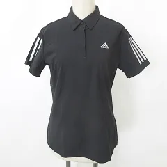 アディダス adidas ポロシャツ ゴルフ スポーツウェア 半袖 ロゴ 速乾 スリーライン メッシュ 黒 ブラック OT