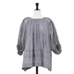 DRAWER ドゥロワー ブラウス グレー サイズ:36(S) | ギャザー タック ブラウス | プルオーバー クルーネック 五分袖 ボリュームスリーブ オーガンジー コットン シルク | トップス シャツ カットソー【レディース】【中古】