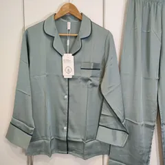 シルクパジャマ　レディース　前開長袖長ズボン上下セット