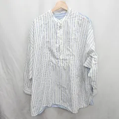 ◇ ⊂ AMERICAN HOLIC アメリカン ホリック 前後でバイカラー 長袖 シャツ サイズ L ホワイト ライトブルー レディース E  【1410290054451】