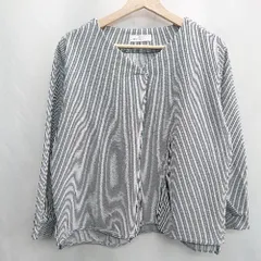 ◇ ⊂ green label relaxing ストライプ柄 長袖 ブラウス サイズ表記なし ブラック レディース E  【1502030016901】
