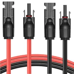 【新品】 MC4 ケーブル ソーラー延長ケーブル ソーラーパネル接続用 12AWG 4m 並列接続ケーブル 太陽光パネル用 太陽光発電用機器・部材 MC4型 コネクター IP67防水 両端加工 （赤+黒）2本セット 1