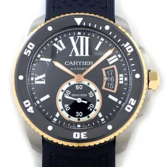 カルティエ Cartier 腕時計 カリブル ダイバー W7100055 ローマンインデックス ブラック文字盤 デイト スモールセコンド 回転ベゼル ラバー K18PG SS 自動巻き 【中古】のサムネイル