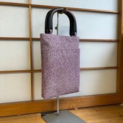 木手手提げ　総絞り　紫系　合切袋　和装バッグ　お祭り　お神輿