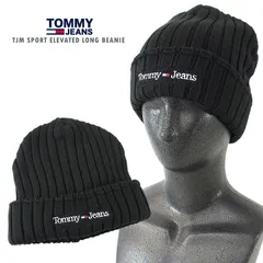 海外限定 TOMMY JEANSトミージーンズ リブニットロングビーニー ユニセックス プレゼント 男女兼用 小物 雑貨 オールシーズン シンプル 刺繍ロゴ 帽子 ユニセックス ニット帽 暖かい