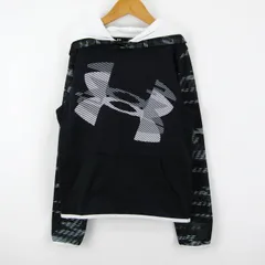 アンダーアーマー 長袖パーカー プルオーバー コールドギア ルーズ トップス キッズ 男の子用 YMDサイズ ブラック UNDER ARMOUR 【中古】