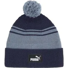 【新品】puma（プーマ） ESS ミッド クラウン ポム ビーニー ニット帽 ロゴ入り ユニセックス ワンサイズ　プーマネイビーミックス　026550-01